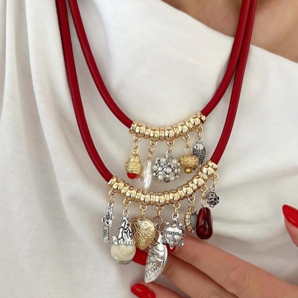 ZARA STYLE PACK OF 2 CORD NECKLACES WITH CHARMS